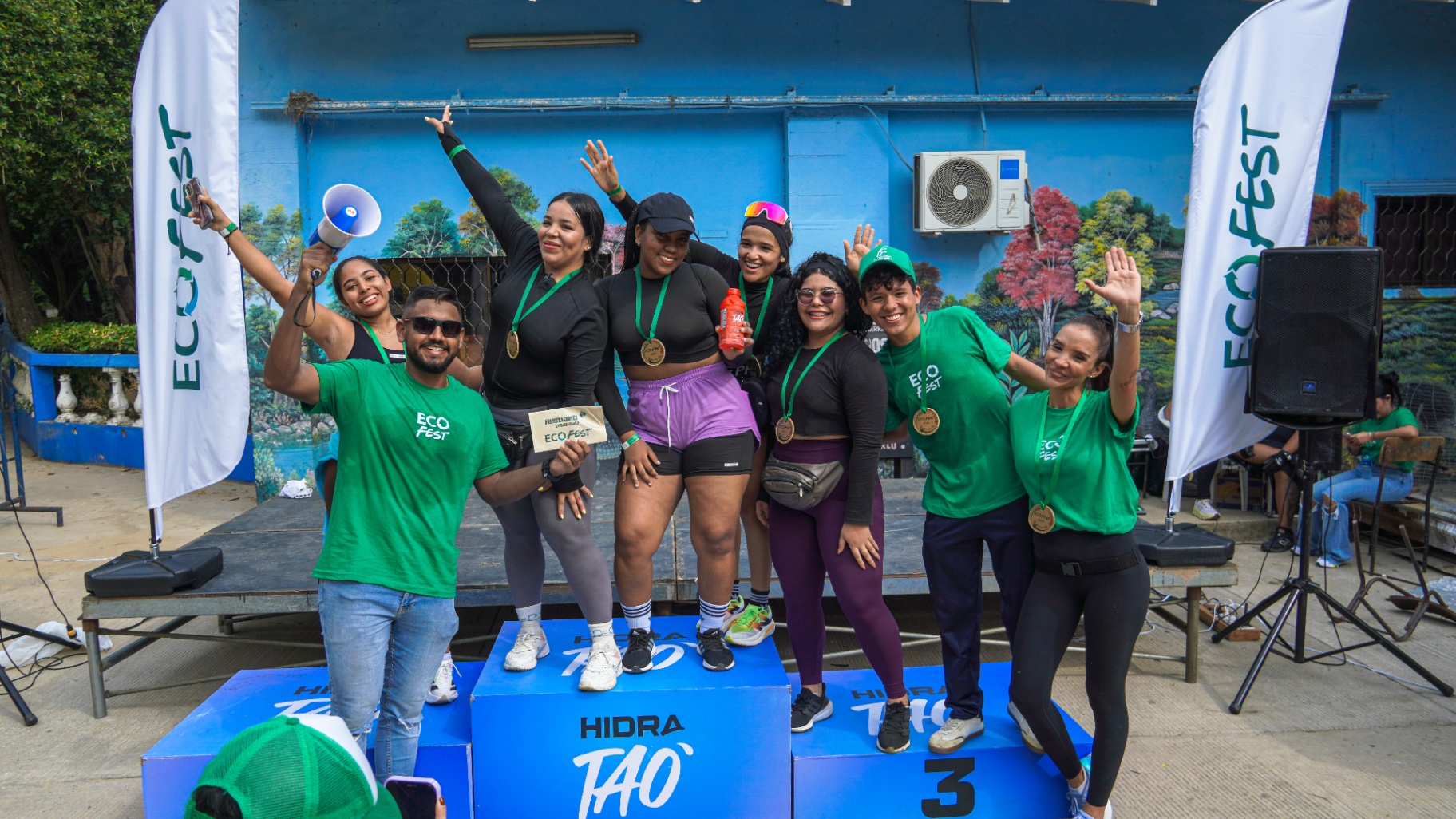 Podio ganador del EcoTrail Running EcoFest